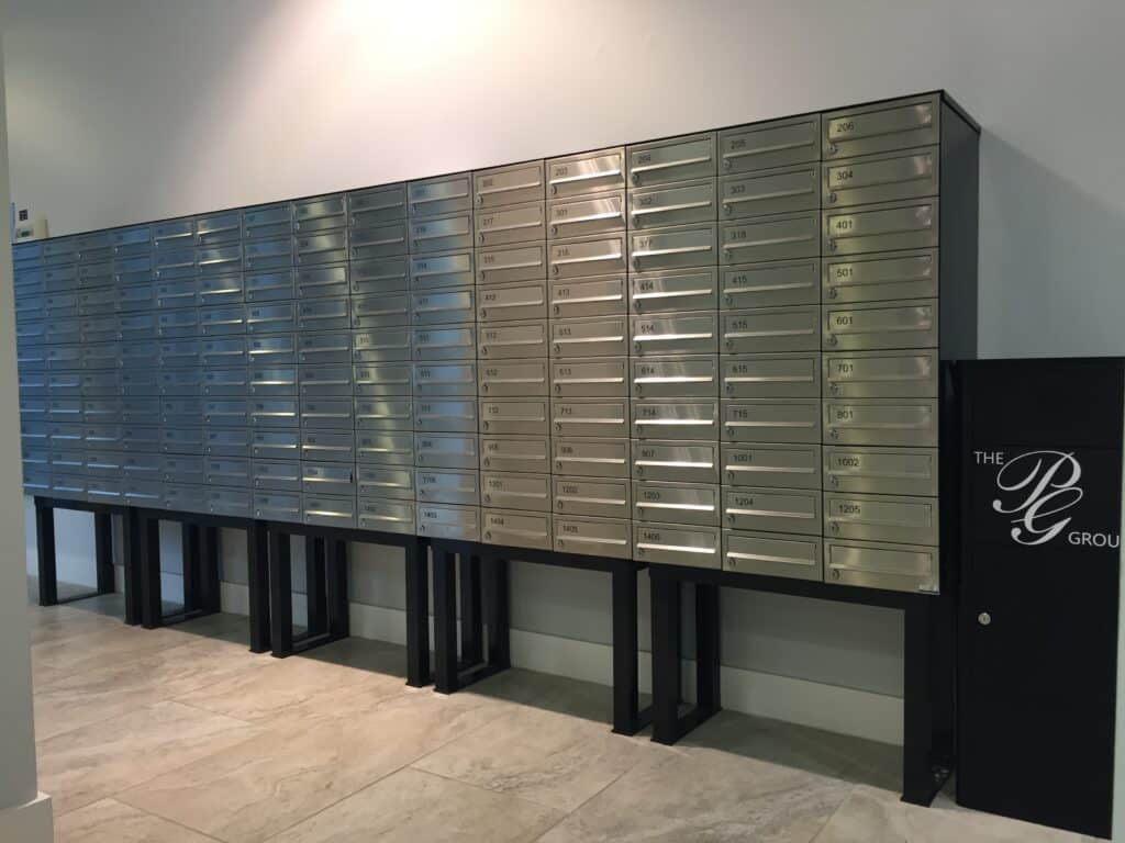student accommodation bristol, stainless freestanding mailboxes front