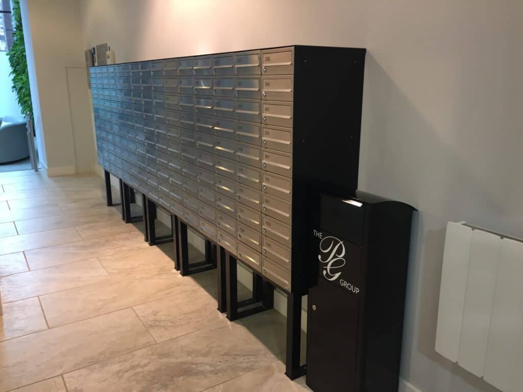 student accommodation bristol, stainless freestanding mailboxes angled