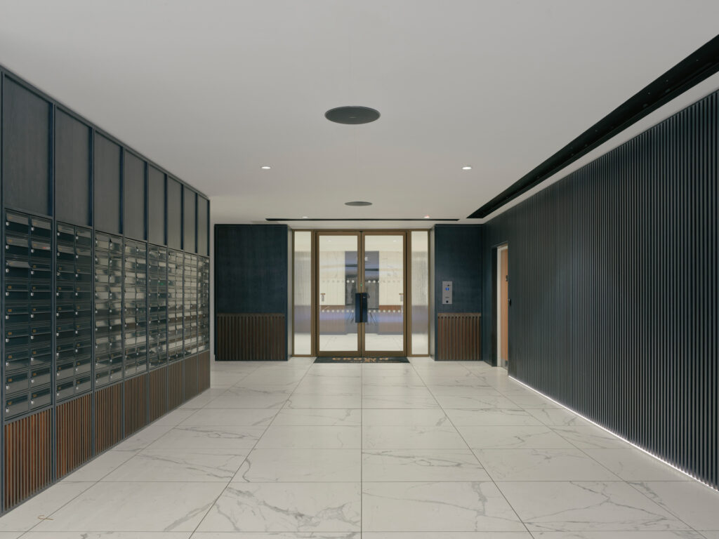 Crown street wall recessed letterboxes