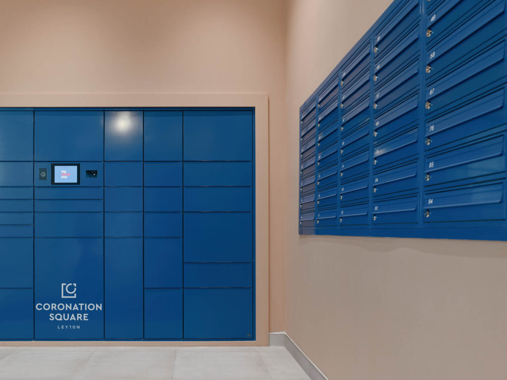 Coronation Square Parcel Locker and letterboxes