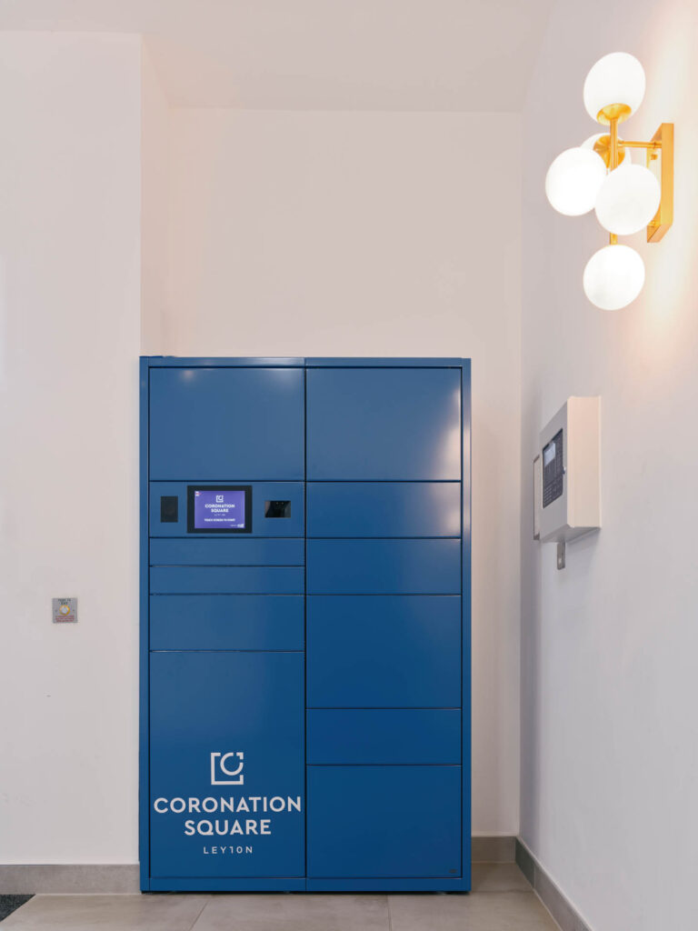 Coronation Square lobby with intelligent parcel boxes
