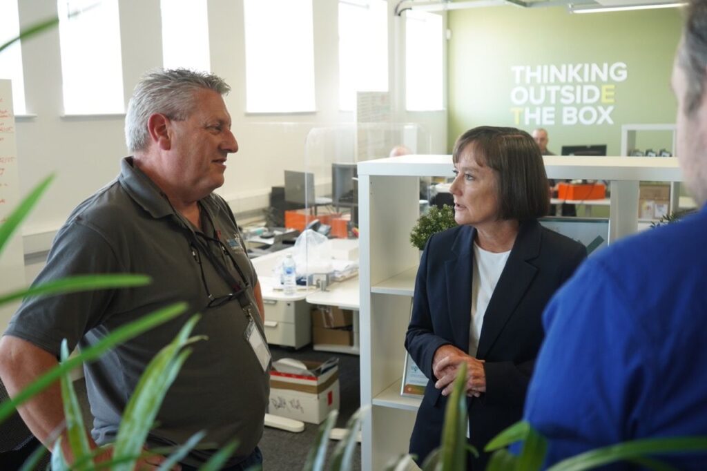 Secretary of State for Wales Visits The Safety Letterbox Company in Neath