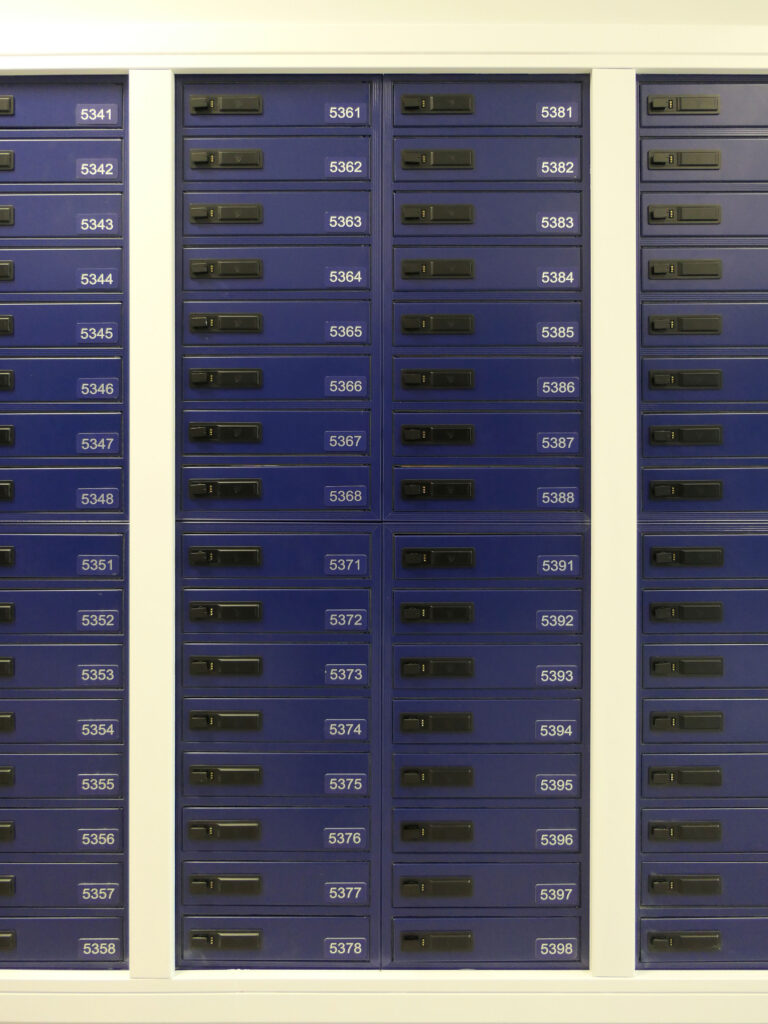 Military Base Cobalt Blue Through wall letter boxes