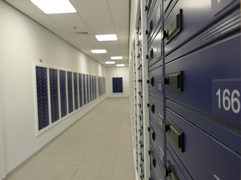 Military Base Cobalt Blue Through wall mailboxes