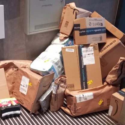 parcels piled up