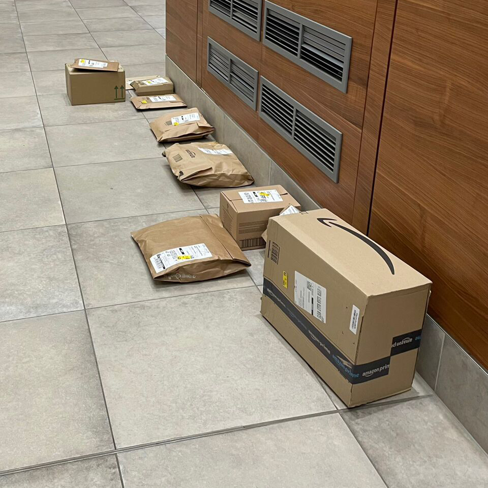 parcels left on floor