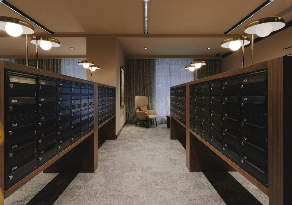 Cortland Tower black mailboxes
