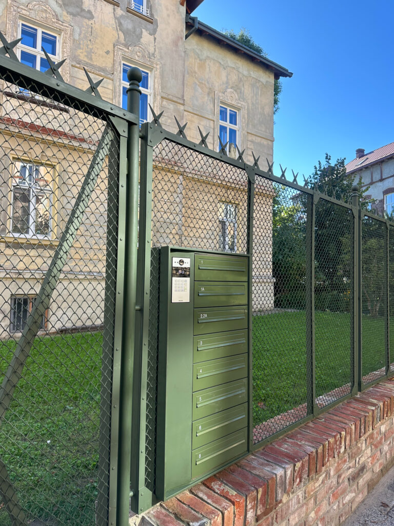 Ukraine exterior through fence Mailboxes
