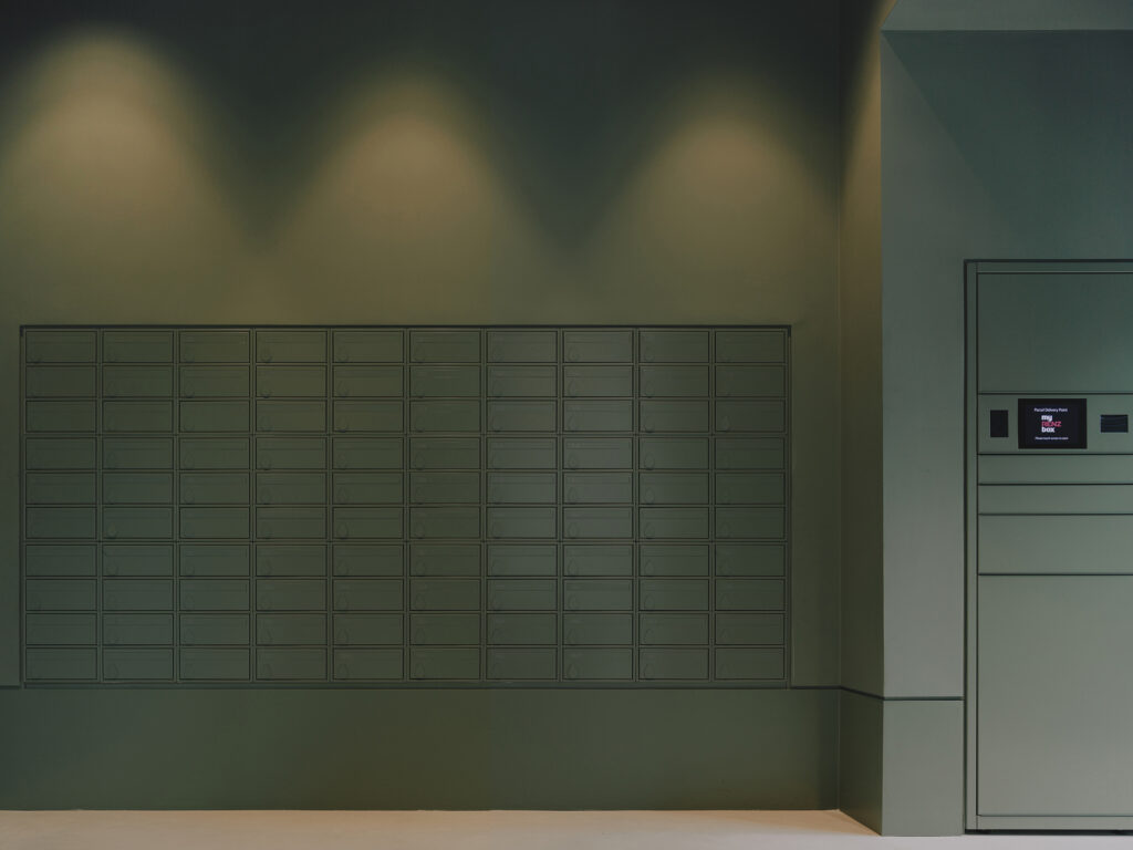 The Blossoms 2 hour Fire Rated wall recessed post boxes green