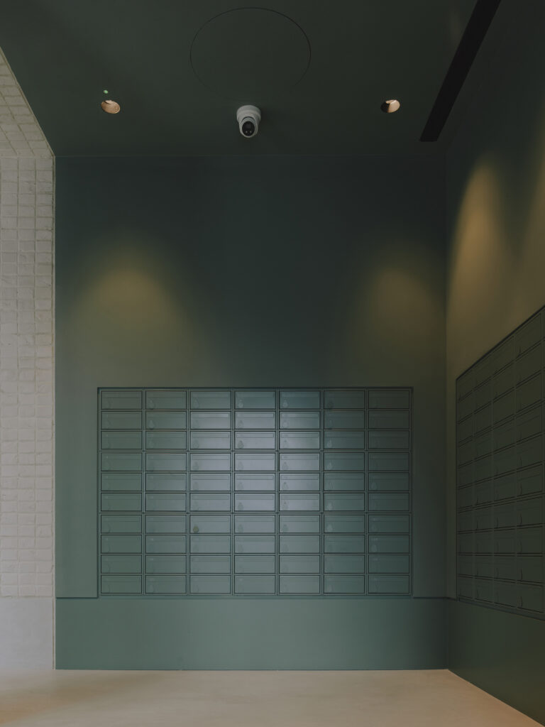 The Blossoms 2 hour Fire Rated wall recessed Mailboxes green