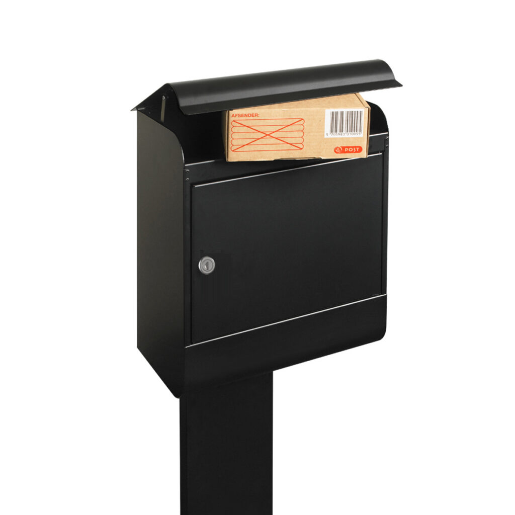 mefa magnum jet black home parcel delivery box on stand